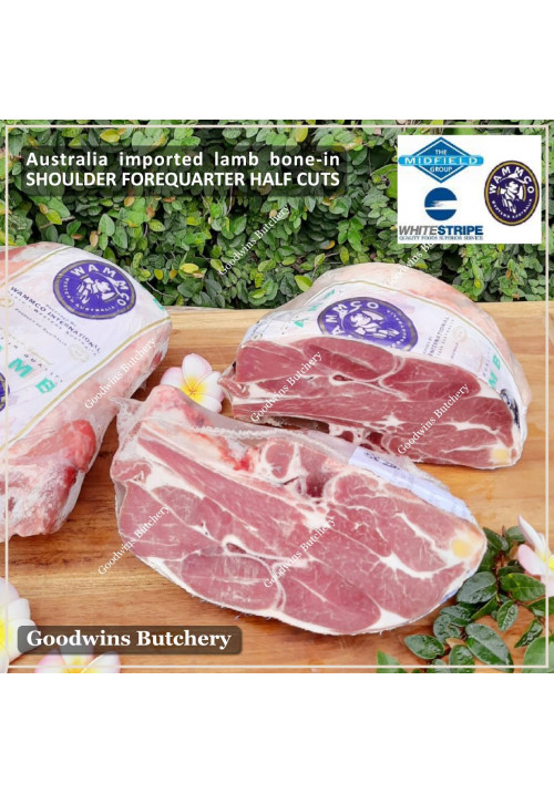 Lamb collar SHOULDER FOREQUARTER BONE-IN frozen half cuts +/- 1.6kg (price/kg) brand Australia WHITESTRIPE